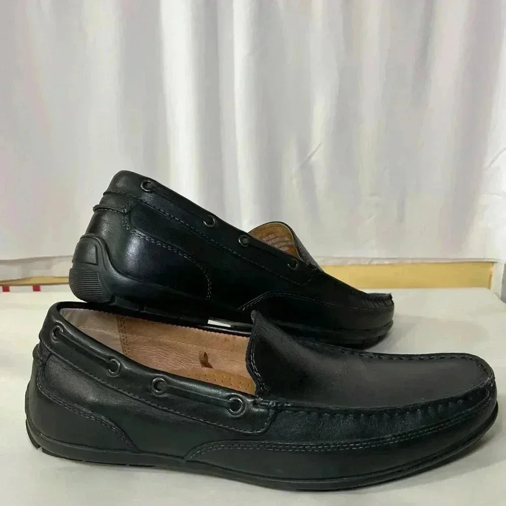Bass Men’s Dress Casual Shoes 10.5 Black Cushioned Leather Slightly Used Tread